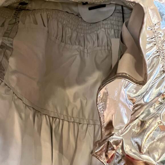 NWT Isabel Marant Silver Metallic mini skirt ruffle cotton size 34 FR 20753332 - Picture 9 of 16